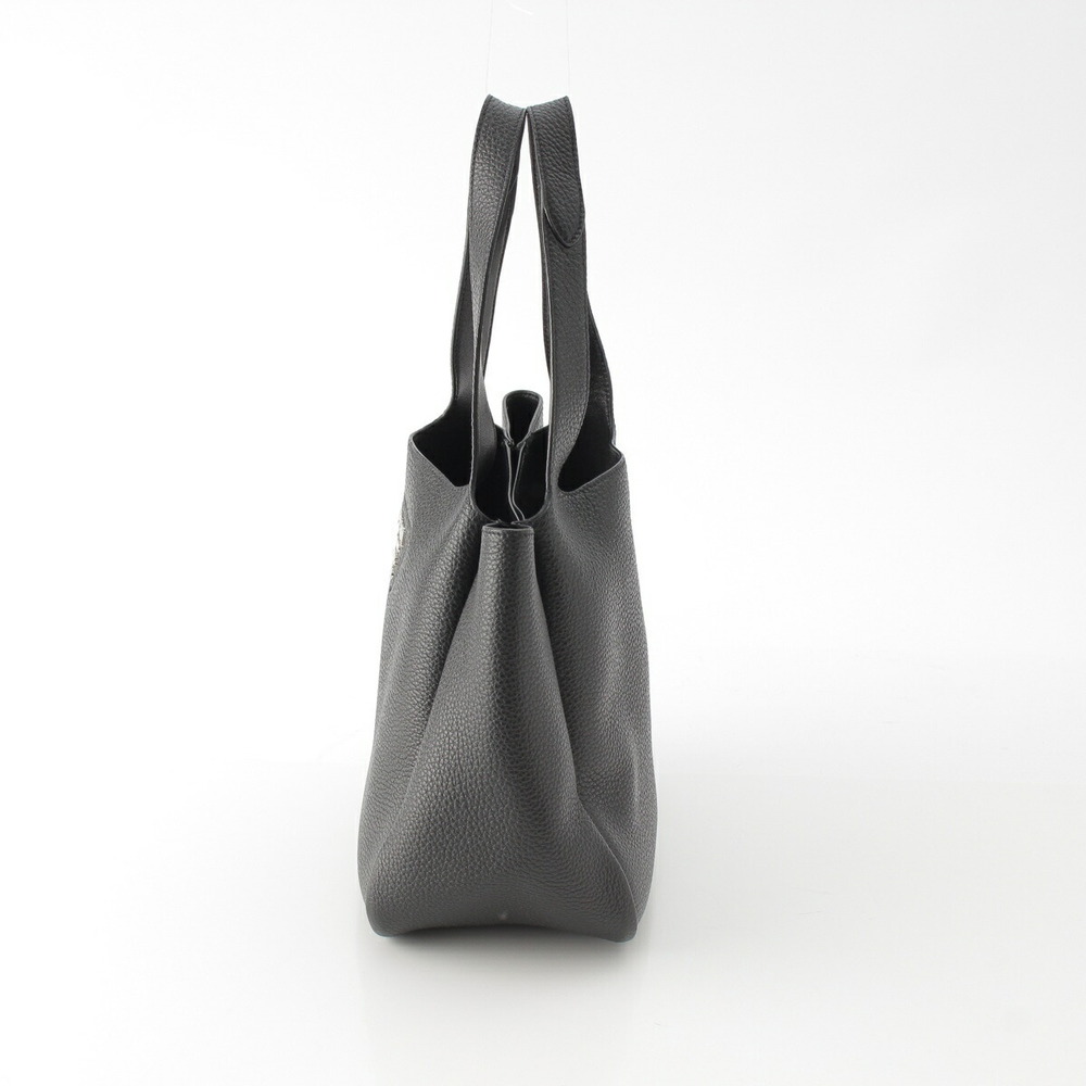 Prada Leather Black Tote Vitello Dino Bag Triangle Soft Logo - Picture 3 of 10